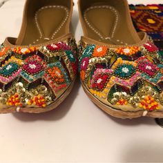 Brand New Indian Pakistan, Afghan , Bohemian, Flat Shoes , Or Jutti With Embroidery Hand Wallet Reall Leather Festive Multicolor Gota Work Flats, Multicolor Flat Shoes For Festive Occasions, Bohemian Embroidered Closed Toe Flats, Multicolor Party Flats, Handwork Flats For Festive Summer Occasions, Traditional Multicolor Embroidered Flats, Embroidered Multicolor Slip-on Flats, Multicolor Embroidered Slip-on Flats, Embroidered Round Toe Party Flats