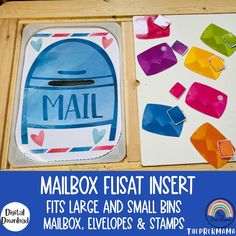 mailbox float inserts for kids to make with their own name and stamping