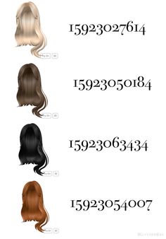 roblox hair codes Bloxburg Wavy Hair Codes, Wavy Middle Part Hair, Roblox Hair Codes, Blonde Hair Roblox, Wavy Middle Part, Brown Hair Id, Middle Part Hair, Roblox Hair, Clothes Codes