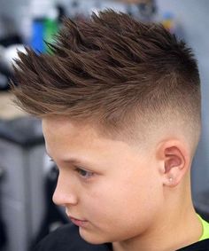 Short Taper Fade with Spiky Hair Hair Style For Boy, Cool Hairstyles For Boys, Kids Haircuts, Boys Hairstyles, Drop Fade Haircut