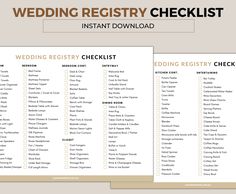 the wedding checklist is shown in two different colors and sizes, with text that reads'wedding register checklist '