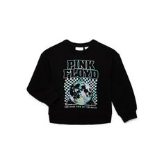 Just the right Pink Floyd Crew Neck Sweatshirt for your trendy girl. Crafted in a soft cotton blend, this sweatshirt is a great gift for the girl in your life who loves all things Rock N Roll. Pair with jeans, leggings, shorts or her favorite joggers to complete her cool, casual look. Size: 6/6X.  Color: Black.  Gender: female.  Age Group: kids. Pink Floyd Girl, Leggings Shorts, Trendy Girl, Kid Character, Jeans Leggings, Crew Neck Shirt, Pink Floyd, Rock N, Rock N Roll