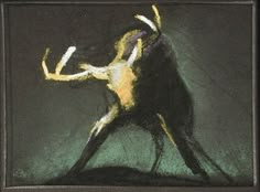 a painting of a man dancing in the dark