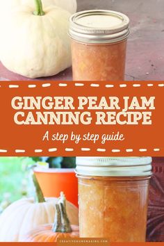 "Savor the delightful combination of flavors with homemade Ginger Pear Jam! 🍐✨ This easy canning recipe blends sweet pears with a hint of spicy ginger, creating a unique spread that's perfect for toast, desserts, or adding to cheese boards. Capture the essence of fall in a jar and enjoy this delicious jam all year round. Perfect for gifting or elevating your breakfast routine! Canning Ginger, Pear Jelly Recipes, Pear Recipes Easy, Fermenting Recipes, Pear Jelly, Fall Canning, Canning Jams, Canning Pears, Fruit Butters