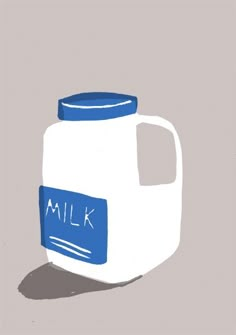 a jug of milk with the word milk painted on it