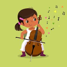 Menina bonito que joga o violoncelo no fundo verde ilustração do vetor Cellos, Green Background, Ukulele, Music Art, Vector Images, Musical, My Saves, Music, Green