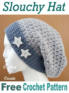 a crocheted hat with stars on it