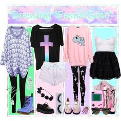 "How To Dress Pastel Goth" by hardcore-tipgirls on Polyvore Pastel Goth Outfits For School, Goth Outfit Ideas, Creepypasta Proxy, Outfits Pastel, Dress Pastel