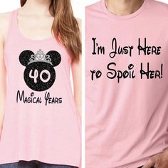 two shirts that say i'm just here to spell her and mickey mouse ears