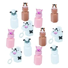 small plastic bottles with farm animals on them