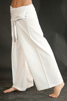 White Extra Long Fisherman Pants.    For the extra tall we have an extra long style of Thai fisherman pants.    Thai Fisherman Pants are suitable for both men & women, unisex    100% cotton.     For a video guide on how to wear/tie Fisherman Pants go to our; http://blog.bindidesigns.eu/how-to-wear-thai-fisherman-pants-video-guide/        Follow BindiDesigns; https://facebook.com/BindiDesigns - https://twitter.com/bindidesigns  page for stock status updates Unisex Pants, Mens Fashion Classy, Trousers Pants, Pants Wide Leg, Long Style, Pants Pattern