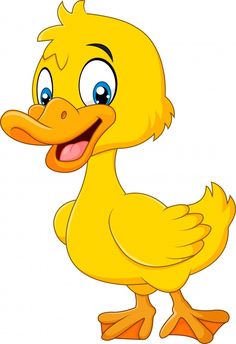 a yellow duck with big blue eyes