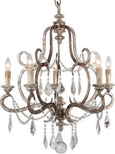 a chandelier with crystal drops hanging from it's center and four lights on each side