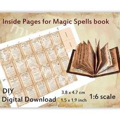 the inside pages for magic spells book are open and ready to be used as a printable