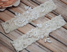 "This gorgeous Beautiful and Lovely Vintage Lace Wedding Garter Set is handmade with high-quality Alencon lace applique. Assembled to create a beautiful pattern. Matching toss garter is equally beautiful, creating a unique and one-of-a-kind garter set for your special day! The Viva Bridal new no-slip wedding garter set features vintage lace applique on beautiful soft stretch lace bands. This unique set will be a gorgeous addition to any wedding dress. All of my garters are hand-tailored to fit y Lace Wedding Garter Set, Rhinestone Garter, Wedding Garter Lace, Blue Garter, Vintage Lace Weddings, Wedding Garter Set, Lace Bands, Alencon Lace, Lace Garter