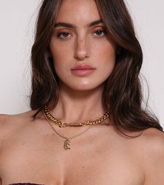 The CD Chain Necklace is 18k gold plated over sterling silver curb chain. Features spin lock closure hardware 16" in length Cute Bras, Curb Chain, The Girl Who, Chain Necklace, 18k Gold, Cd, Stainless Steel, Sterling Silver, Chain