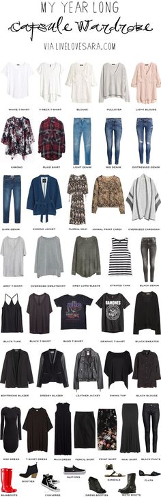 Year Long Capsule Wardrobe spring summer fall and winter #capsule #capsulewardrobe #wardrobe Minimalist Moda, Capsule Wardrobe Work, Wardrobe Planning, Clothes And Shoes, Wardrobe Update, Skirt Maxi, Fashion Capsule, Minimalist Wardrobe, Ramones