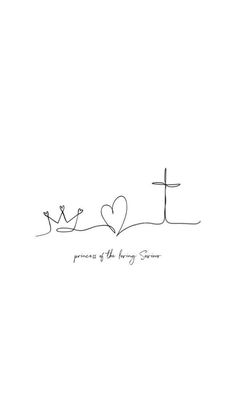 a cross and two hearts with the words princess of the rosary written in black ink