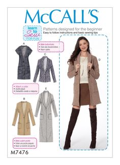 a woman's coat and jacket sewing pattern