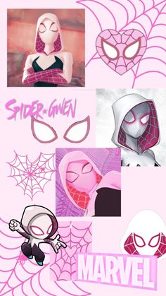 the spider - man character has been drawn in pink and black