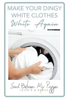 Sandbetweenmypiggies.com is sharing tips and tricks about how to brighten and whiten clothes. All you need is one common household ingredient. Go from dingy to bright white with this easy trick. Washing White Clothes, Brighten Whites, Yellow Clothes