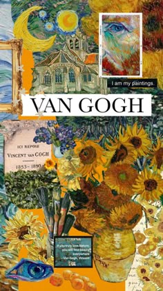 van gogh poster with sunflowers and other paintings