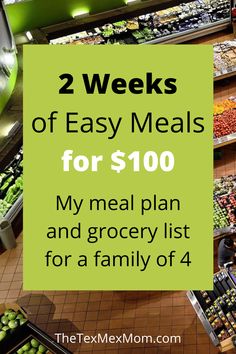 two weeks of easy meals for $ 100 my meal plan and grocery list for a family of 4