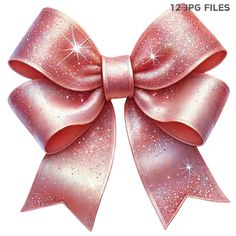 a large pink bow with sparkles on the top and bottom, in front of a white background