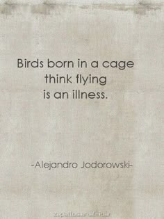 the words birds born in a cage think flying is an illusion