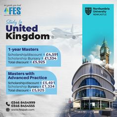 Northumbria University, Newcastle is offering mega discounts on 1-year Masters and Masters with Advanced Practice programs. Avail the discounts now.

For More Info
0346-8454999
0346-8454555

We Guide You Lead
www.fespak.com

#fes #fes2024 #fesconsultants #studyabroad #studentvisa #UK #studentlife #studyoverseas #education #studyinuk #UnitedKingdom #overseaseducation #scholarships #newcastle #NorthumbriaUniversity Northumbria University, Further Education, Overseas Education, Educational Consultant, Couple Cartoon, Student Life, Post Design