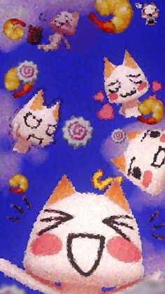 an image of a cat that is floating in the air with other cats around it