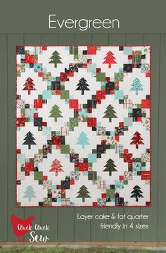 Evergreen Quilt Pattern – Quilting Books Patterns and Notions Brightly Quilt Pattern By Cluck Cluck Sew, Easy Christmas Quilt Patterns, Christmas Quilts Ideas, Brightly Quilt, Modern Christmas Quilt, Quilts Christmas, Tree Quilt Pattern, Sewing Christmas, Tree Quilts