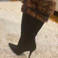 I Got These Boots Years Ago When They Were Limited Edition And The Company Made Few Pairs I Was Lucky To Get Them ! Real Fur On Top Of Suede Boots Very Good Condition Winter Party Boots With Leather Sole, Elegant Winter Boots With Suede Lining, Winter Party Heeled Boots With Leather Sole, Luxury Heeled Boots For Formal Winter Events, Elegant Winter Heeled Boots With Leather Sole, Formal Winter Heels With Leather Sole, Elegant Suede Heels For Winter, Elegant Winter Suede Heels, Elegant Party Heeled Boots With Suede Lining