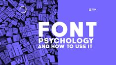 the words font and how to use it in an image with blue letters on purple background