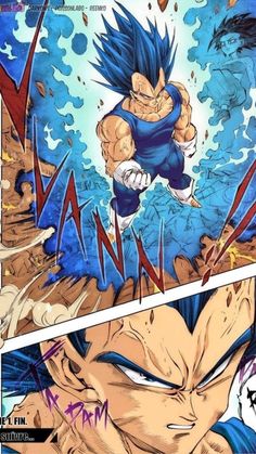 an image of a comic page with the character gohan in blue and white colors