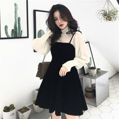 Dark Academia Dress, Fesyen Islam, Mode Ulzzang, Korean Fashion Dress, Legging Outfits, Korean Dress, Inspired Outfits