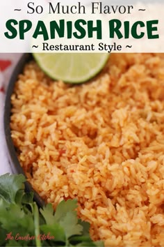 mexican rice with cilantro and lime on the side