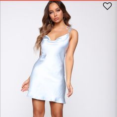 The Most Beautiful Satin Dress In A Light Blue Color With Adjustable Tie Straps And Thick Satin Material!! Missed The Return Date Blue Satin Dress Short, Short Black Sequin Dress, Satin Dress Short, Blue Satin Dress, Fitted Bodycon Dress, Rouched Dress, Brown Midi Dress, Silk Dress Short, Dresses Satin