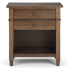 the night stand has two drawers on each side and one drawer at the bottom with an open door