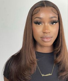 Brown Straight Hair, Honey Brown Hair, Glamorous Hair, Front Lace Wigs Human Hair, Baddie Hairstyles, Hd Lace, Lace Wig, Aesthetic Hair, Model Hair