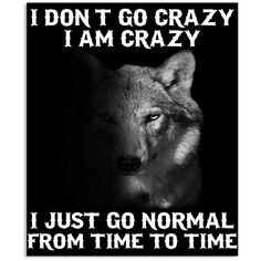 a wolf with the words i don't go crazy, i am crazy