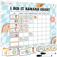 i did it reward chart with stickers and markers