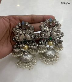 Oxidised Earrings, Fancy Jewellery Designs, Girly Accessories, Fancy Jewellery, Jewellery Designs, Look Alike, Vanity Set, Wedding Earrings, Cute Jewelry