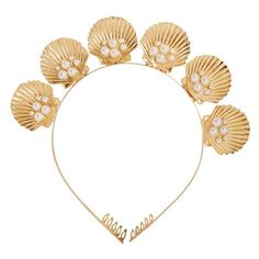 Description: Features: 100% brand new and high quality Marine style, 3D golden sea shell/starfish decoration, with imitation pearl embellishment, classic crown for women and girls. Crown headband: with small combs on both sides, it will slide into her hair and stay securely in place. Elegant and eye-catching. Bobby pins: hair clip is easy to open and close, flexible design can handle whatever thick or thin hair, curly or straight hair. Perfect for wedding, Theater, cosplay, prom, birthday, celeb Shell Headband, Seashell Headband, Shell Crowns, Seashell Crown, Pearl Headband Wedding, Designer Hair Accessories, Wedding Hair Headband, Embellished Headbands, Hair Accessories Collection