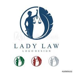 lady law logo design with the image of a woman holding a scales in her hands