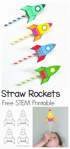 STEM Activity for Kids: How to Make Straw Rockets (w/ Free Rocket Template)- Fun for a science lesson, outdoor play activity, or unit on space! ~ BuggyandBuddy.com Rocket Template, Stem Activity For Kids, Play Activity, Science Lesson, Stem Activity, Stem For Kids