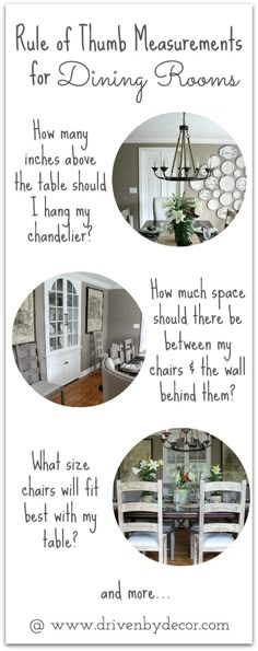 the rules for dining room measurements and how they are used to make it look clean