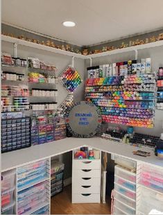 the inside of a craft shop with lots of supplies