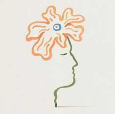 a drawing of a woman's head with a flower in her hair