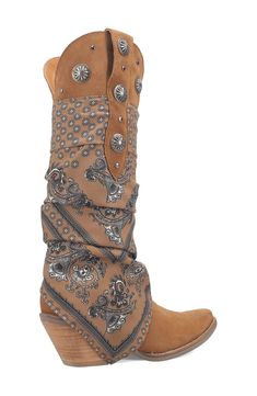 A bold bandana print dials up the Western attitude of a knee-high boot complete with a cushioned footbed that keeps you comfortable while you strut your stuff. 2" heel 15" shaft; 13" calf circumference Pull-on style Cushioned footbed Textile and leather upper/textile lining/synthetic sole Imported Luxury Wide Calf Western Knee-high Boots, Luxury Western Style Knee-high Boots With Snip Toe, Western Medium Width Knee-high Boots, Western Knee-high Boots Medium Width, Western Brown Knee-high Boots With Reinforced Heel, Western Boots Women, Western Boot, Bandana Print, Anniversary Sale